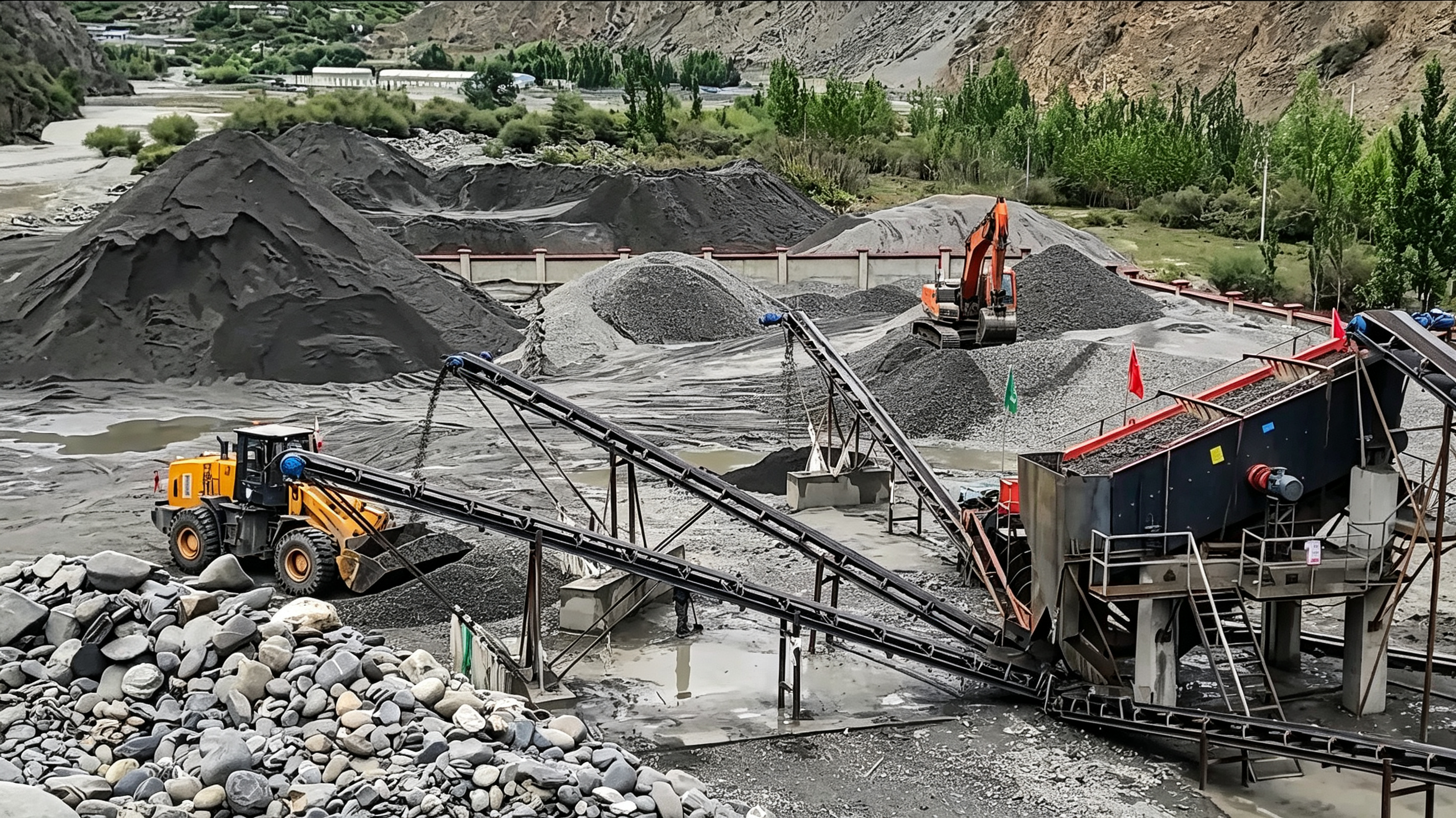 Our company's fixed complete sand and gravel production line in Gansu has been completed and put into operation, with a production capacity of 200 tons per hour.